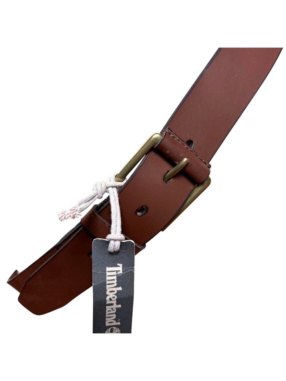 Timberland Brown Leather Belt Mens 38 Brass Buckle Classic Everyday New